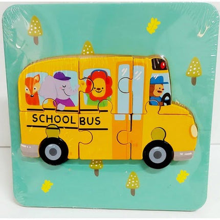 Extrokids Wooden Montessori Learning 3D School Bus Puzzle - EKT1781
