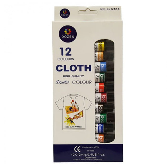 Extrokids Fabric paint 12*12ml Tube - EKC1850