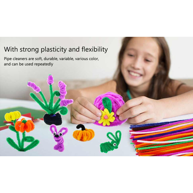 Extrokids 100 Pieces Pipe Cleaners 10 Colors Chenille Stems for DIY Art Creative Crafts Decorations - EKC1854