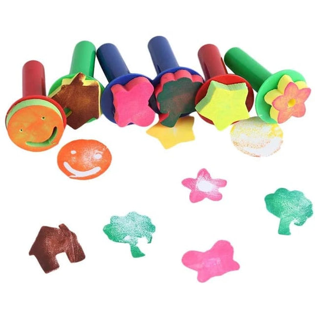 6PC FOAM STAMP WITH LONG PLASTIC HANDLE (6FS) - EKC1969