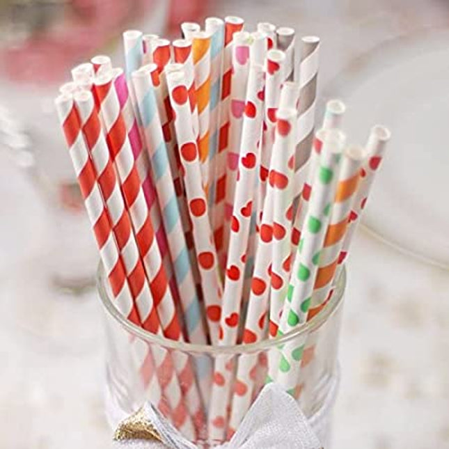 PAPER STRAW DOTS 25PCS (MG399) - EKC1977
