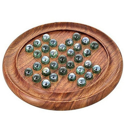 Extrokids SOLITAIRE BOARD IN SHEESHAM WOOD WITH GLASS MARBLES - EKIT0012