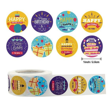 Happy Birthday Stickers Roll Colorful Celebration Birthday Party Stickers