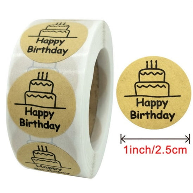 Kraft Paper Happy Birthday Sticker