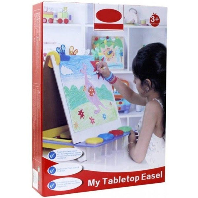 Extrokids Wooden Multifunctional Double Sided Tabletop Easel Board for Drawing Writing and Painting - EKR0006