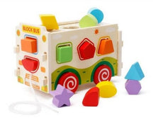 Load image into Gallery viewer, Extrokids Montessori Learning Wooden Bus with shapes Blocks - EKR0007
