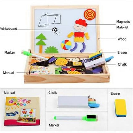 Extrokids Wooden and Magnetic 2 in 1 Double-sided Learning, Writing & Drawing and Portable Board For Babies - EKR0013A