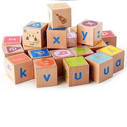 Extrokids Wooden Baby Educational ABC Alphabet Letter Combination Learning Building Blocks - EKR0014