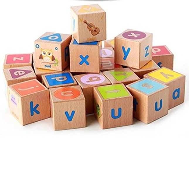 Extrokids Wooden Baby Educational ABC Alphabet Letter Combination Learning Building Blocks - EKR0014