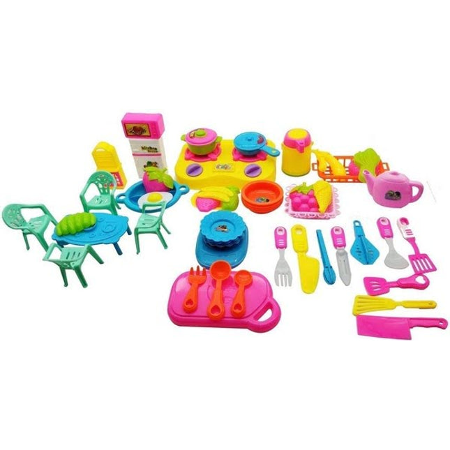 Extrokids Little Chef Cookware Pretend Kitchen Play Set Toy for Kids Accessories for Kids and Girls (50 Pcs) - EKR0042