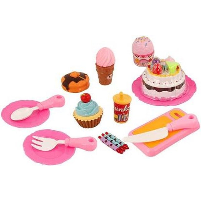 Extrokids Pretend Play Birthday Cake Toy Set with Dessert Ice Cream, Doughnut, Muffin - EKR0050