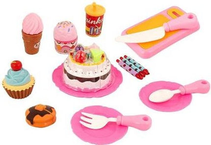 Extrokids Pretend Play Birthday Cake Toy Set with Dessert Ice Cream, Doughnut, Muffin - EKR0050