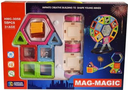 Extrokids Montessori 58 Pcs 3D Magnetic Building Blocks Creativity Brain Development Learning Toy - EKR0082