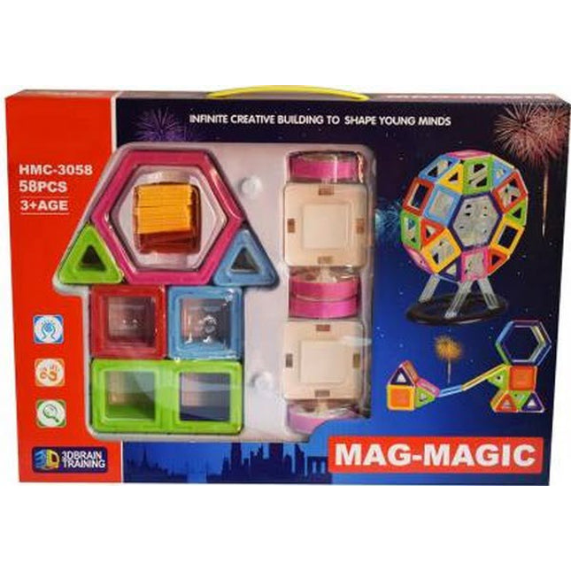 Extrokids Montessori 58 Pcs 3D Magnetic Building Blocks Creativity Brain Development Learning Toy - EKR0082