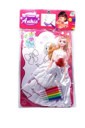 Extrokids Princess Annie Super Beautiful and Intelligent Doll White with Sketch Pen and A Coloring Pad , Random Colors Will be Shipped - EKR0103