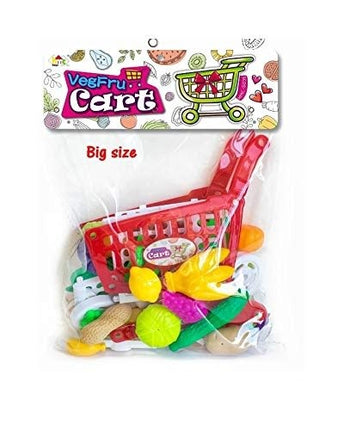 Extrokids Montessori Learning Realistic Fruits and Vegetable Play Toy Set with Shopping Cart - EKR0137