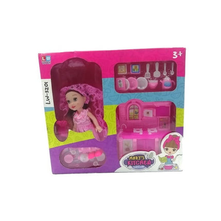 Extrokids Dream House Pretend Play Kitchen Set Toy with Cookware Accessories and Princess Doll - EKR0197