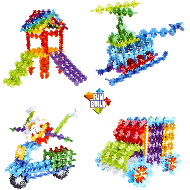 Extrokids Plastic Building Snowflake Shape Blocks Toys, Multicolour - EKR0209