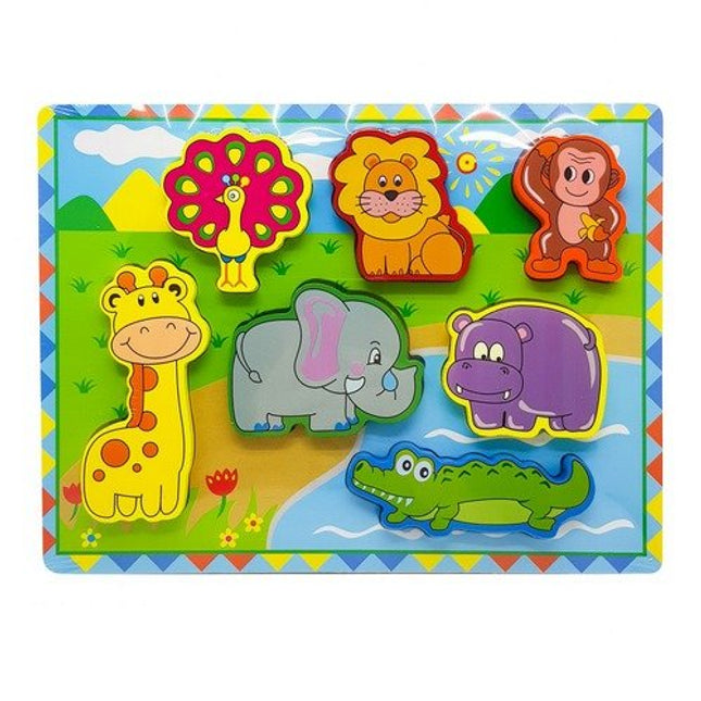 Extrokids Montessori Learning Wooden Puzzle Wild Animals - EKR0215