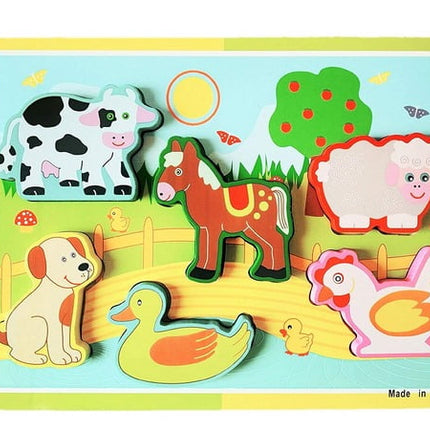 Extrokids Montessori Learning Wooden Puzzle Farm Animals - EKR0216