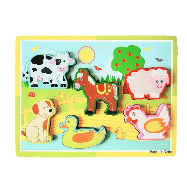 Extrokids Montessori Learning Wooden Puzzle Farm Animals - EKR0216