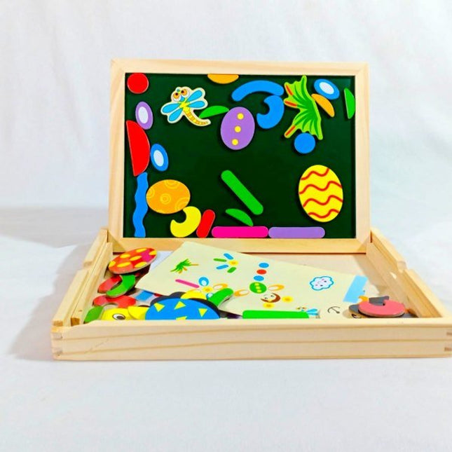Extrokids Fantastic Wooden 2in1 Multipurpose Easel Childrens Jigsaw Puzzle Drawing Board Toy - EKSD0016