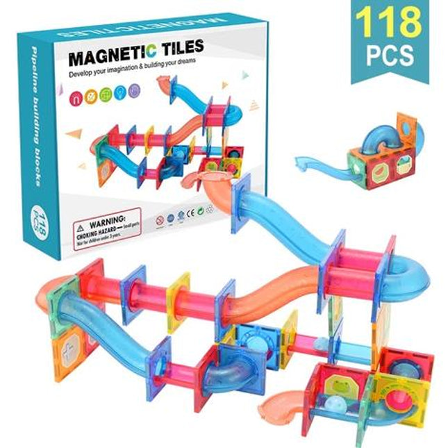 Extrokids Magnetic Tiles Pipeline Building Blocks 118 Pcs - EKT1845
