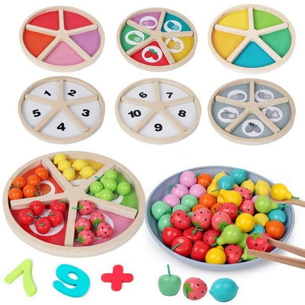 Extrokids Colorful fruit cognitive mathematics creative wooden puzzle toy - EKT1858