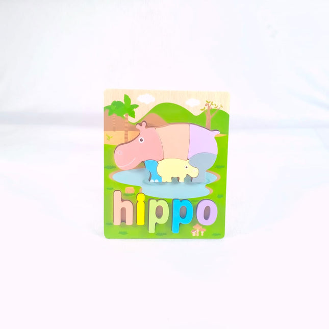 Extrokids 3d Wooden Puzzle Board - Hippo - EKT1862