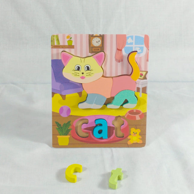 Extrokids 3d Wooden Puzzle Board - Cat - EKT1868