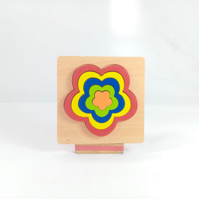 Extrokids DIY CREATIVE 3D WOODEN PUZZLE GEOMETRY SHAPE PUZZLE EDUCATIONAL TOYS (FLOWER) - EKT1875