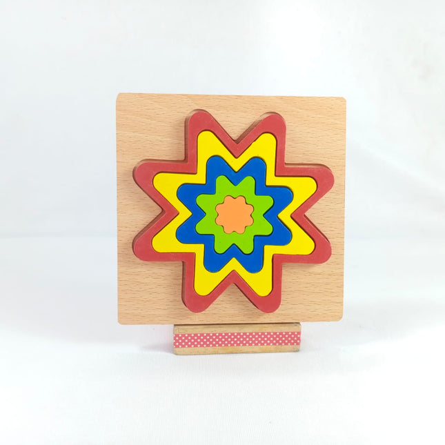 Extrokids DIY CREATIVE 3D WOODEN PUZZLE GEOMETRY SHAPE PUZZLE EDUCATIONAL TOYS (STAR) - EKT1876