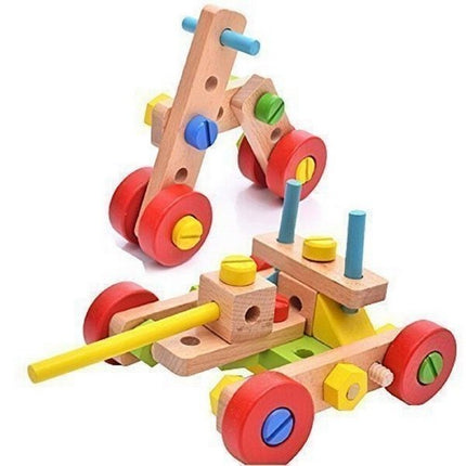 Extrokids Wooden Bright Colourful Nut Assembly Mechanix Building Blocks Educational Learning Toy -