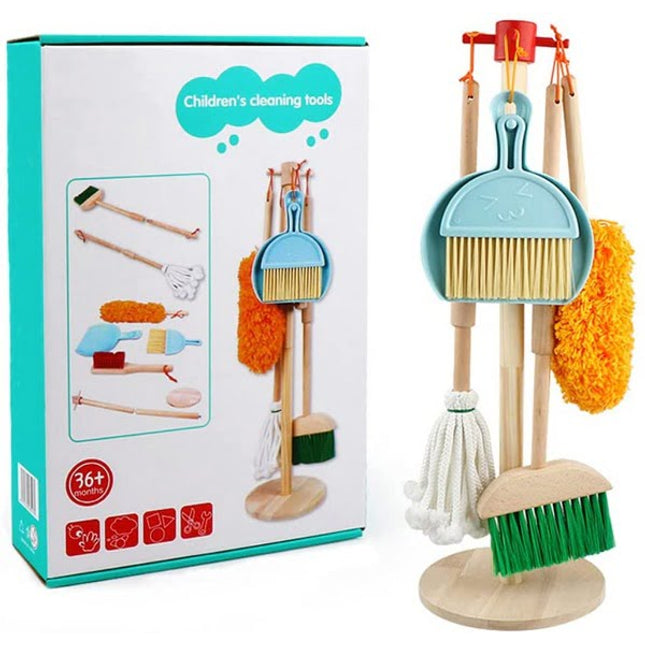 Extrokids Wooden Cleaning Toy Set 7Piece,Kid-Sized Detachable Cleaning Tool Toy - EKT1880