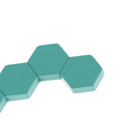 Extrokids Wooden Hexagon Puzzle Shape Pattern Block Tangram Brain Teaser - EKT1890