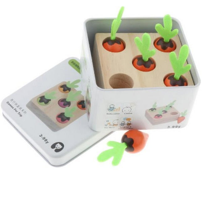 Extrokids Wooden Geometry Block Pull up the Radish Game Toy - EKT1896B