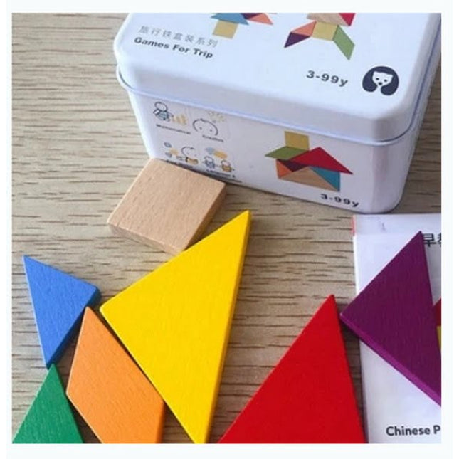 Extrokids Wooden Geometry Block Game Toy Tangram - EKT1896H