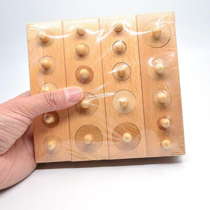 Extrokids Wooden Montessori Sensorial Material Family Set Mini Knobbed Cylinder Blocks - EKT1899