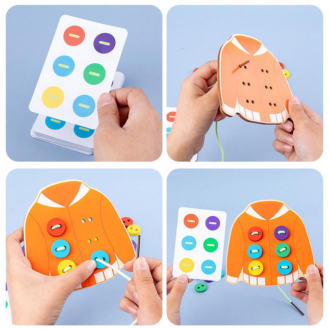 Extrokids Wooden Threading Clothes String Button Toy - EKT1908