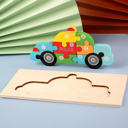 Extrokids Montessori Wooden Toddler Puzzles for Kids - Police Car - EKT1913B