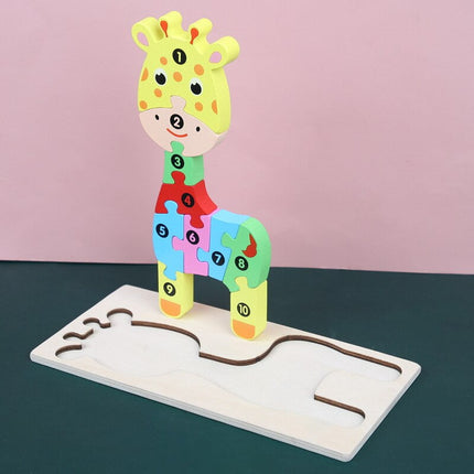Extrokids Montessori Wooden Toddler Puzzles for Kids - Giraffe - EKT1913F