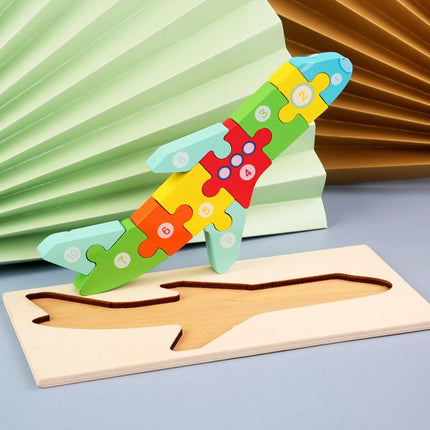 Extrokids Montessori Wooden Toddler Puzzles for Kids - Aeroplane - EKT1913H