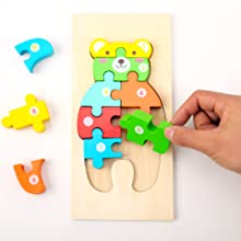 Extrokids Montessori Wooden Toddler Puzzles for Kids - Bear - EKT1913J