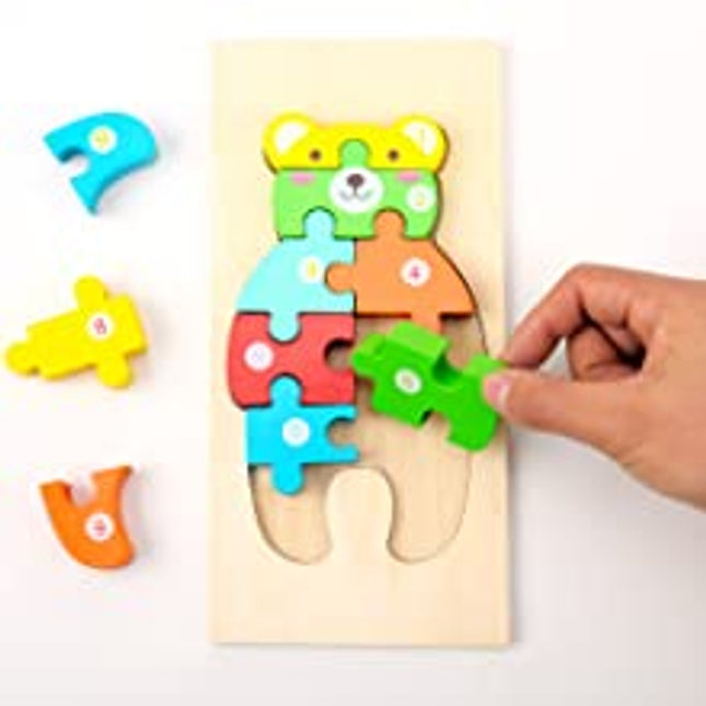 Extrokids Montessori Wooden Toddler Puzzles for Kids - Bear - EKT1913J