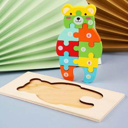 Extrokids Montessori Wooden Toddler Puzzles for Kids - Bear - EKT1913J