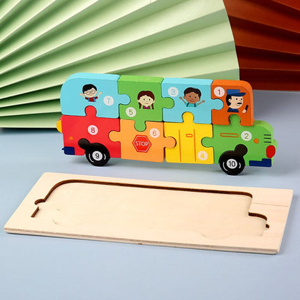 Extrokids Montessori Wooden Toddler Puzzles for Kids - School Bus - EKT1913M