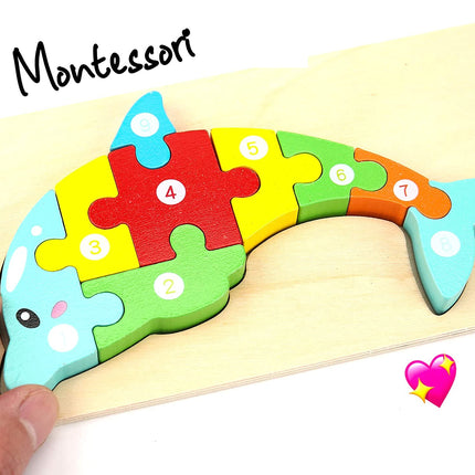 Extrokids Montessori Wooden Toddler Puzzles for Kids - Dolphin - EKT1913R