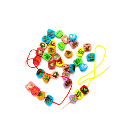 Extrokids Wooden Fruit Bead Lacing Toy Stringing Beading Game - EKT1914B