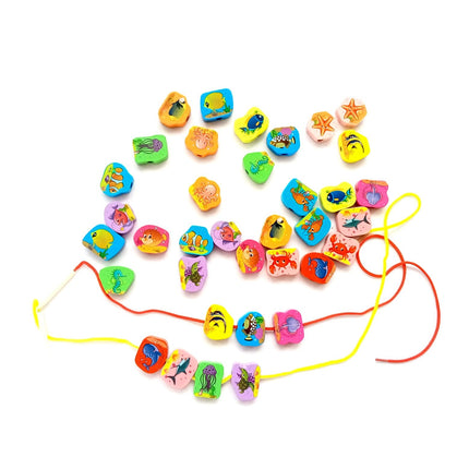 Extrokids Wooden Fruit Bead Lacing Toy Stringing Beading Game - EKT1914F