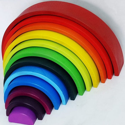 Extrokids Wooden colorful 12 PC Rainbow Stacker Stacking Toy - Large - EKT1918